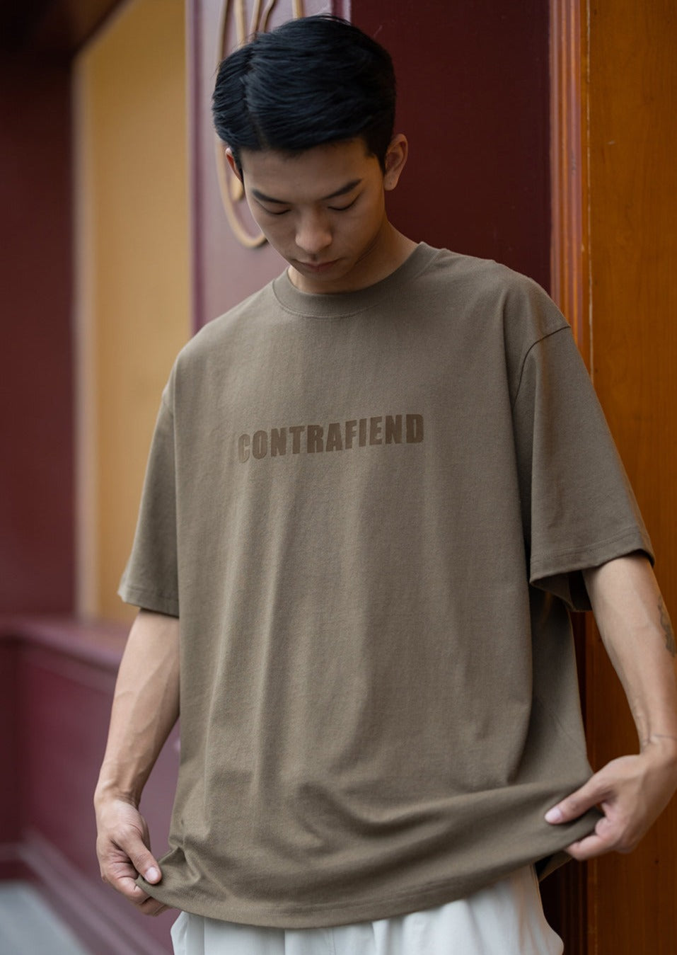 CONTRAFIEND / FS-091 cotton tide round neck T-shirt