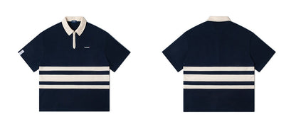 BEAKREST / FS-084 air layer summer striped polo shirt