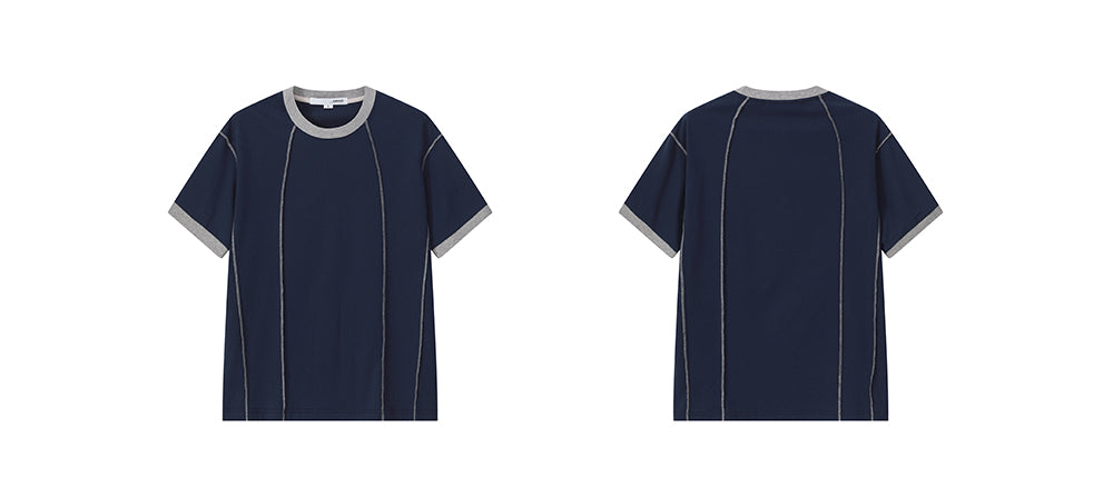 YOSHIYOYI / FS-096 stitching design short-sleeved T-shirt