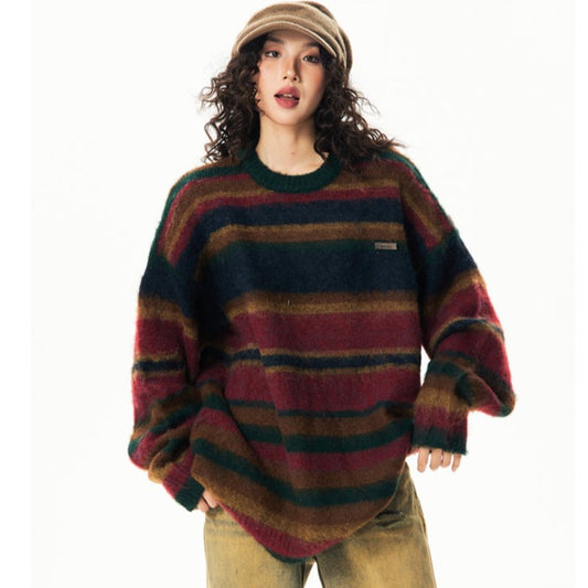 Young Stage / FS-262 contrasting color stripe warm sweater