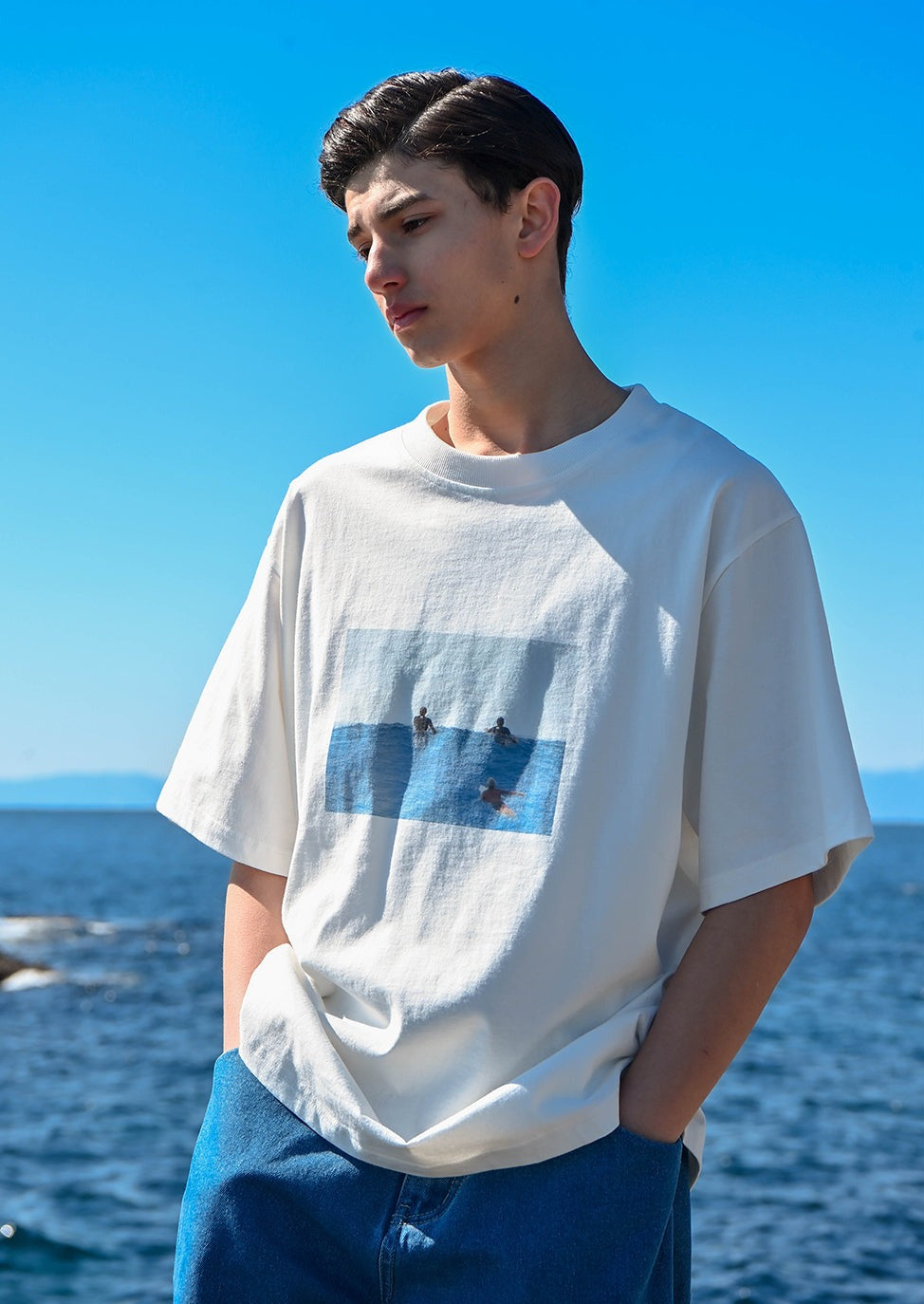 OUSWE / FS-148 five-quarter sleeve round neck T-shirt