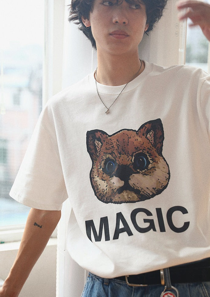 mcmxciii / FS-093 magic cat printed loose short-sleeved