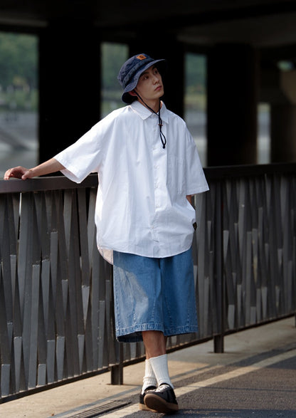 NOCLUE / F-064 Japanese retro casual solid color shirt