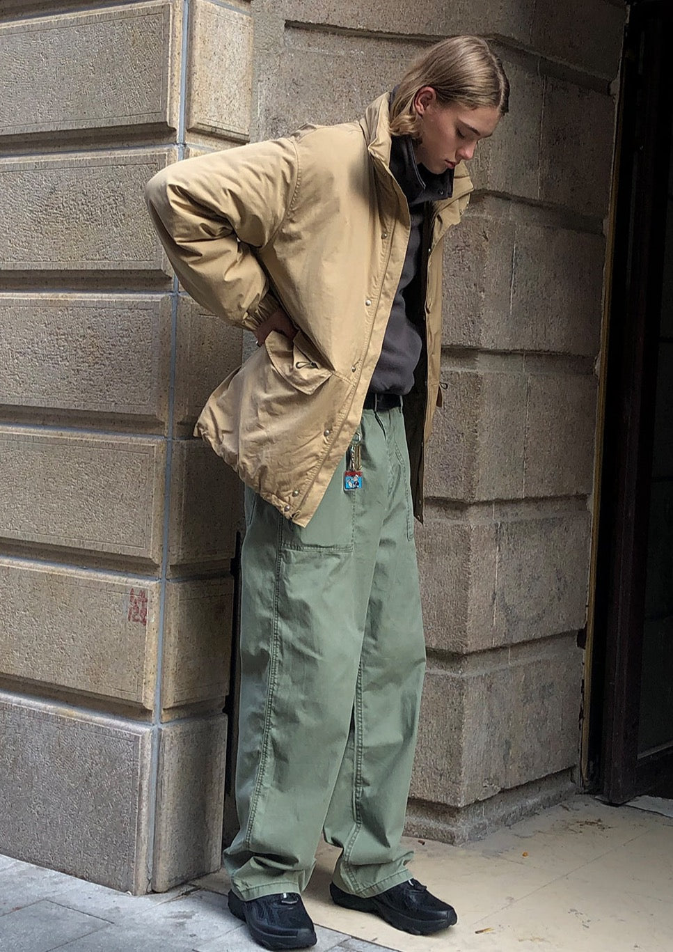 Countrymoment / FS-200 retro military green straight work pants