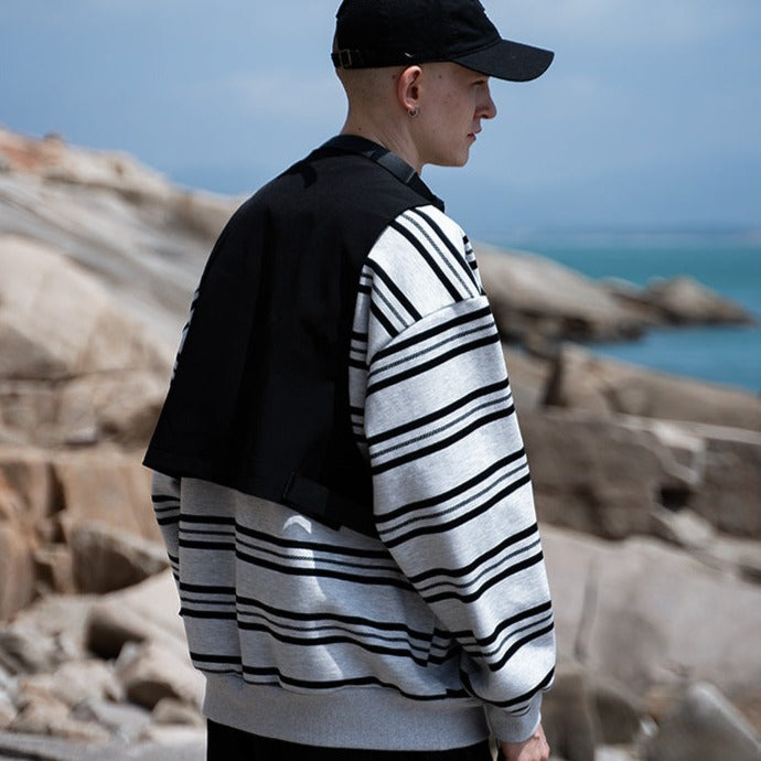 INWIND / FS-188 Striped Mountain System Outdoor Neck Sweatshirt