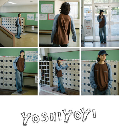 YOSHIYOYI / FS-051 Letters printed long-sleeved T-shirt