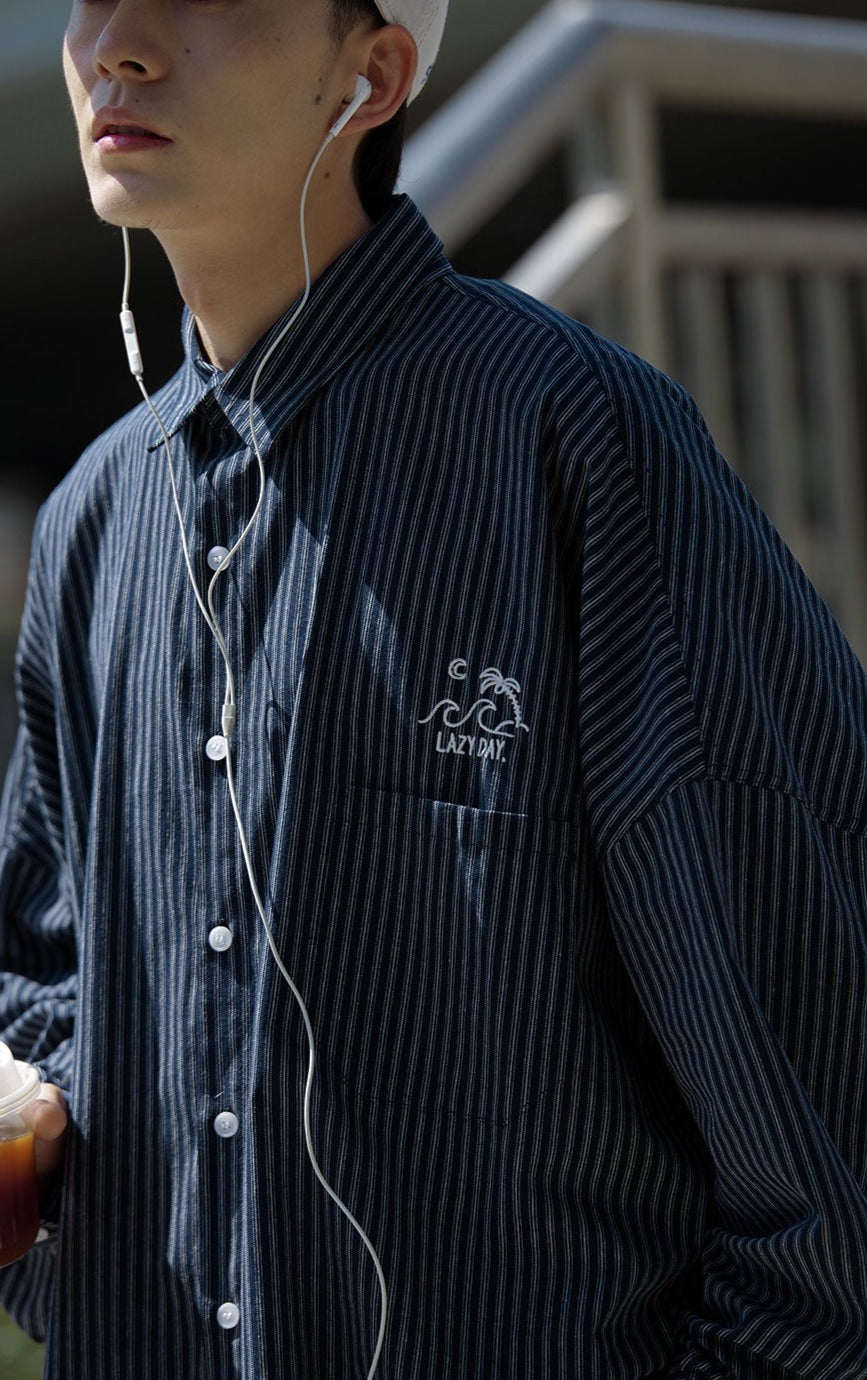 NOCLUE / FS-041 Japanese commuter vertical stripes shirt